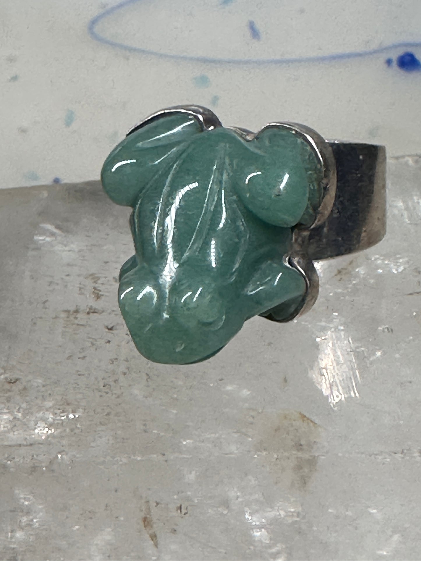 Vintage Frog ring Sajen Jade size 6 sterling silver women