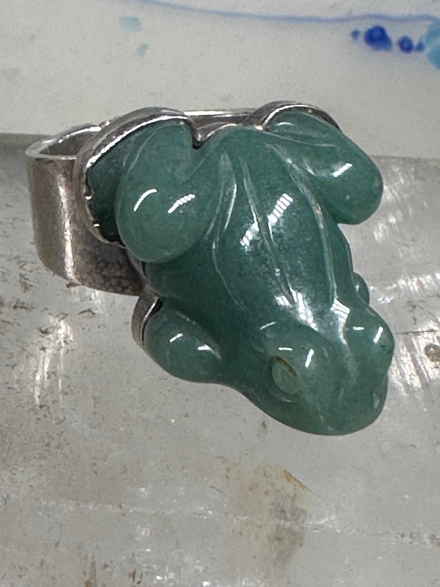 Vintage Frog ring Sajen Jade size 6 sterling silver women
