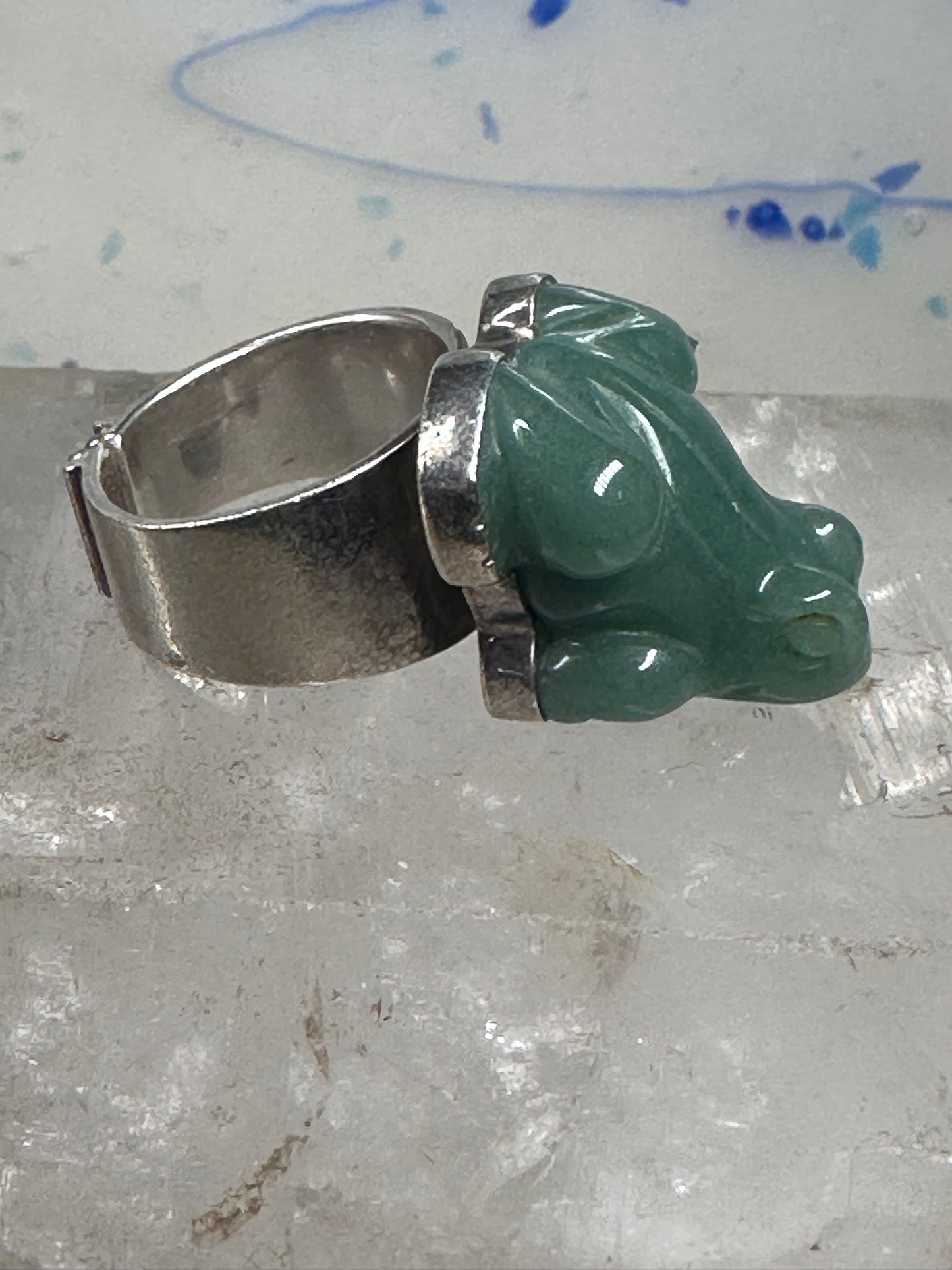 Vintage Frog ring Sajen Jade size 6 sterling silver women