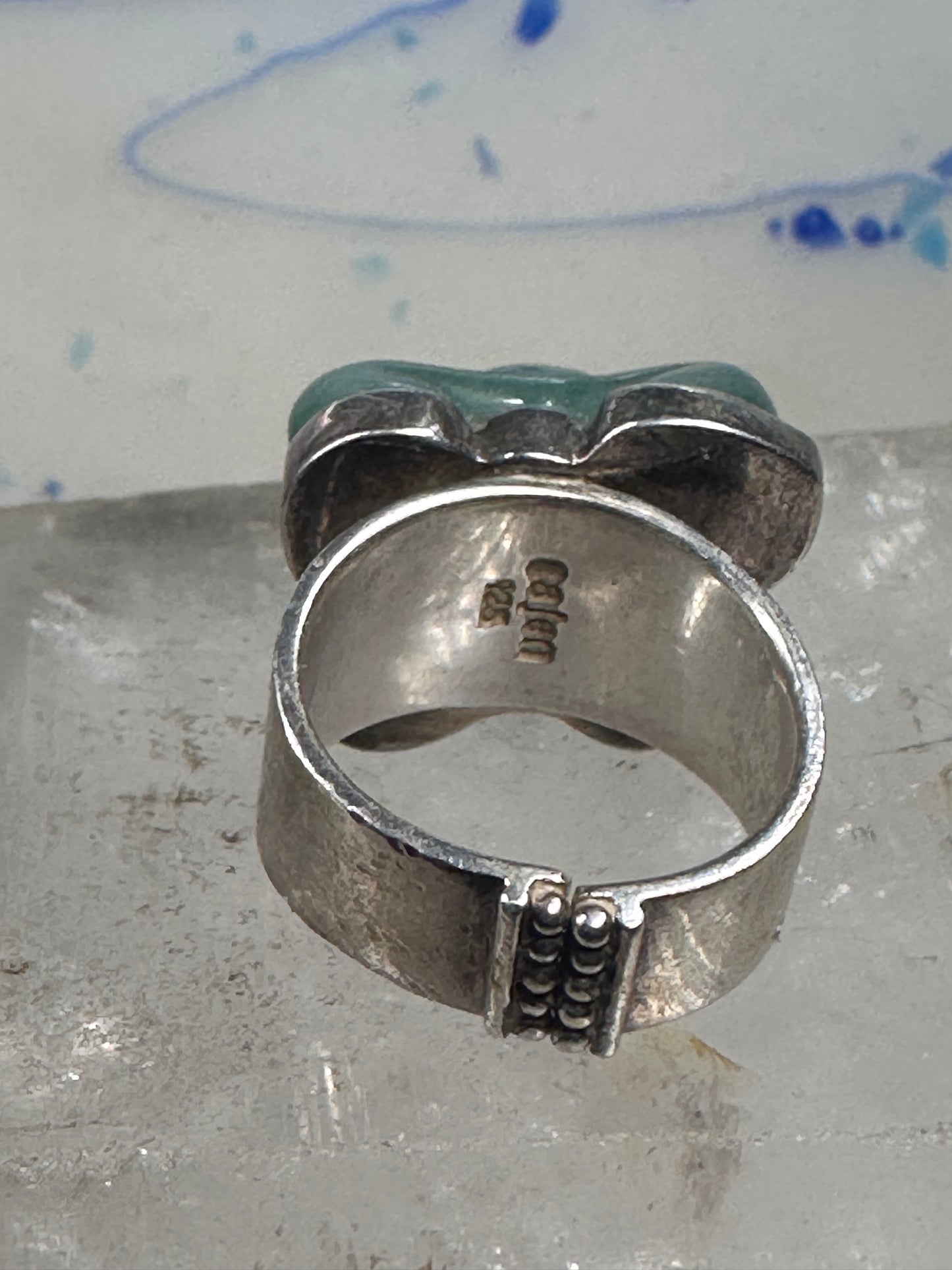 Vintage Frog ring Sajen Jade size 6 sterling silver women