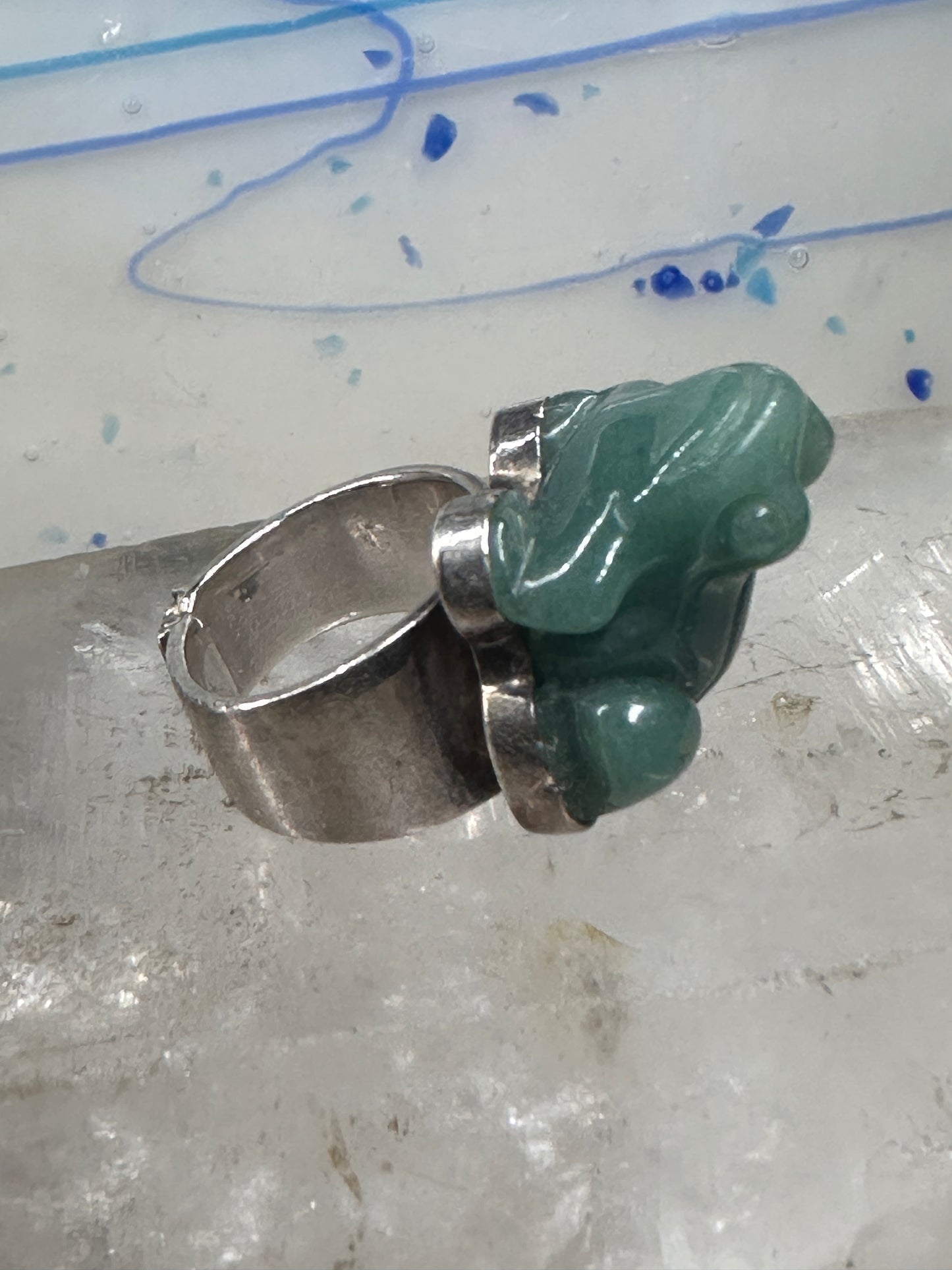 Vintage Frog ring Sajen Jade size 6 sterling silver women