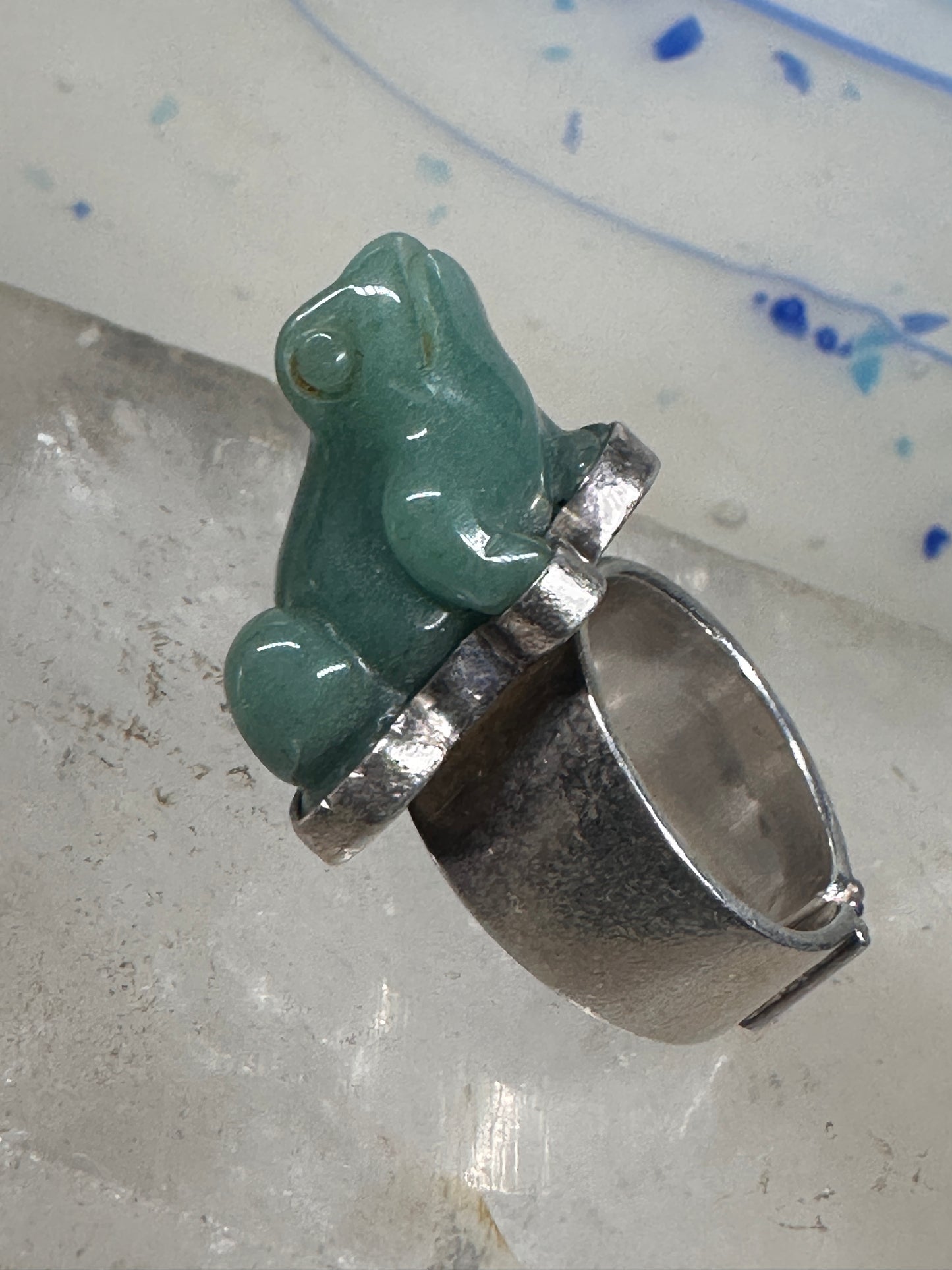 Vintage Frog ring Sajen Jade size 6 sterling silver women