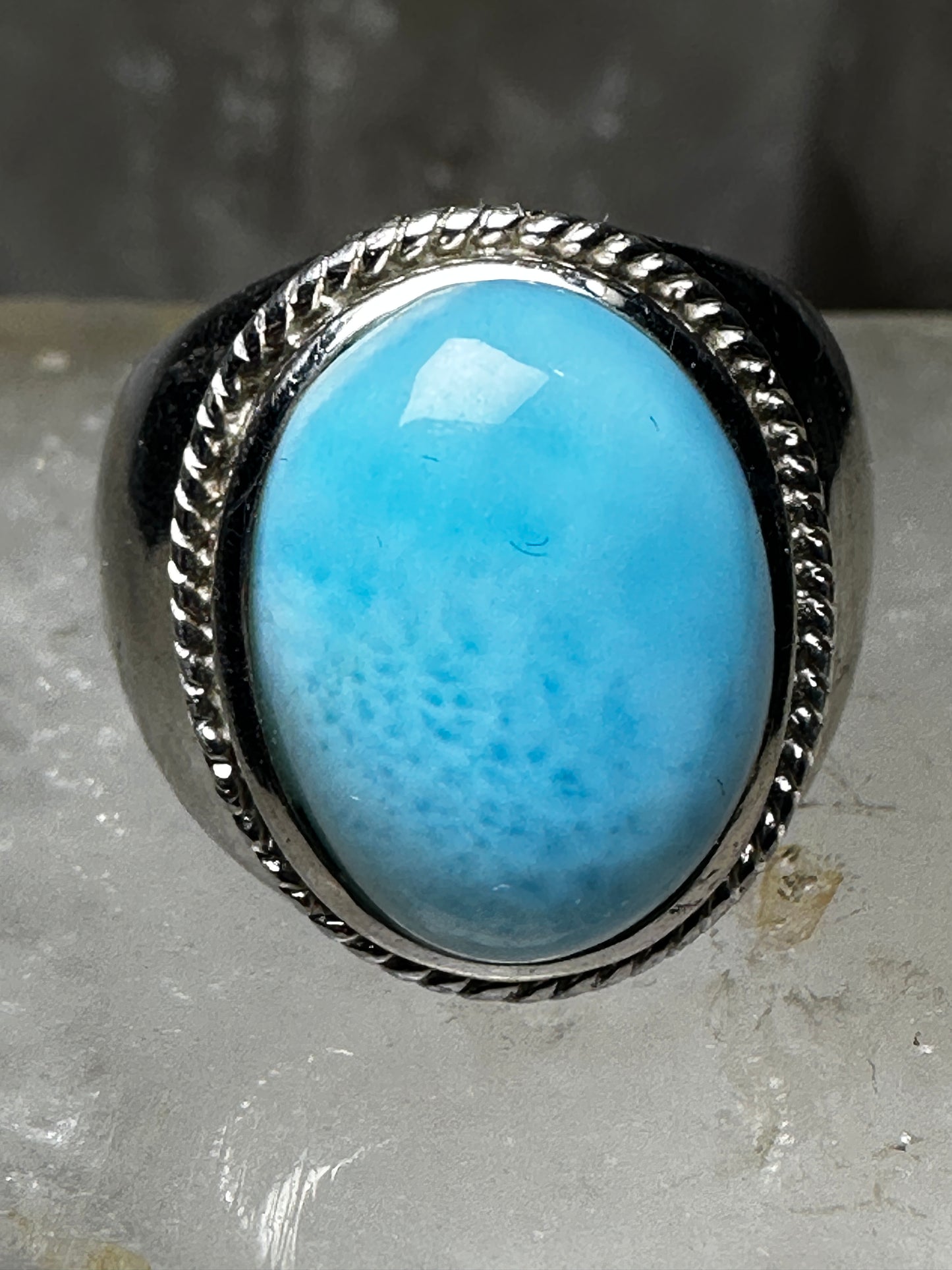 Larimar cigar band  size 7 sterling silver women men