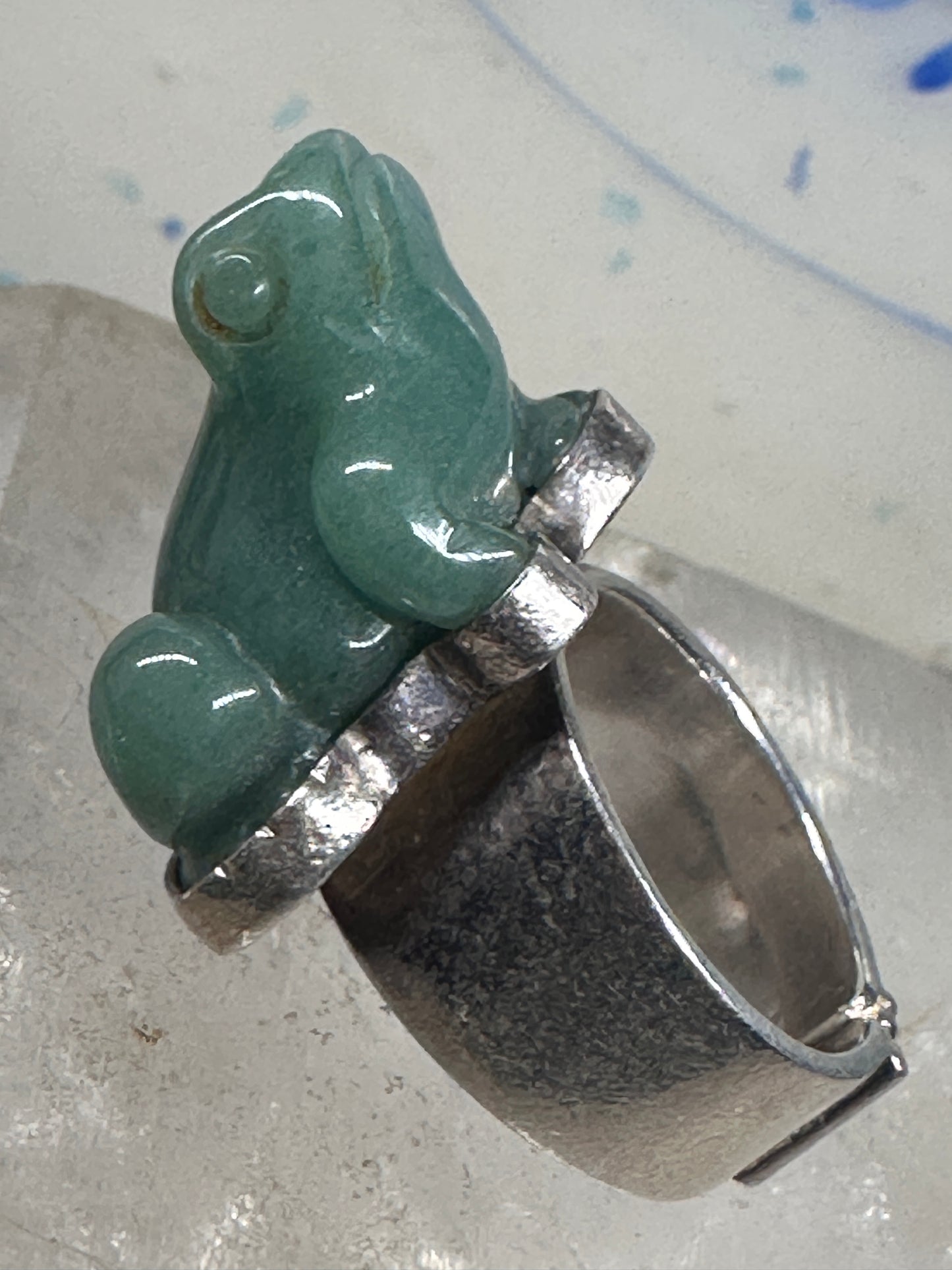 Vintage Frog ring Sajen Jade size 6 sterling silver women