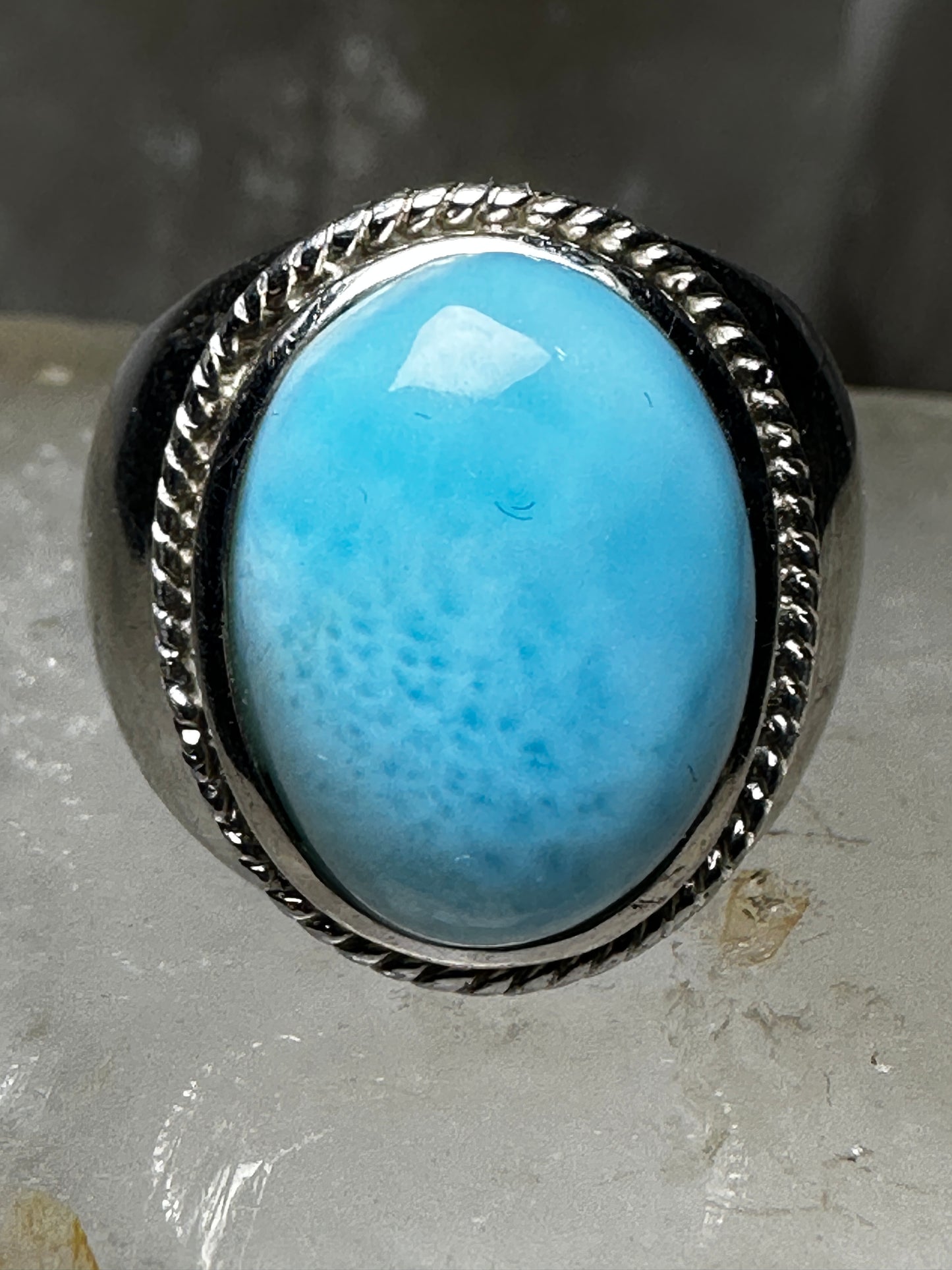 Larimar cigar band  size 7 sterling silver women men