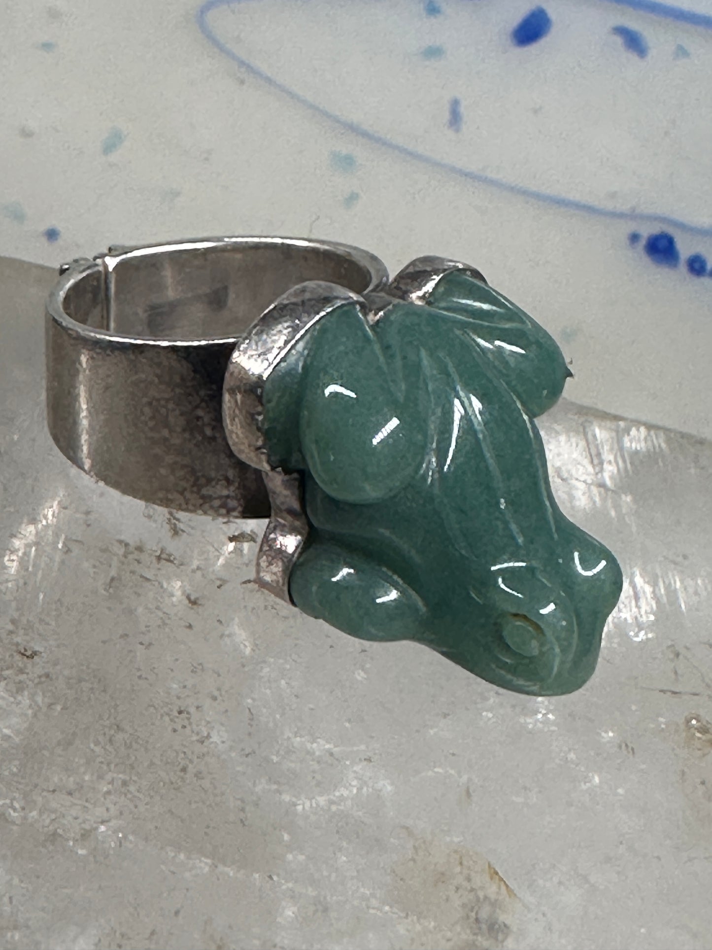 Vintage Frog ring Sajen Jade size 6 sterling silver women