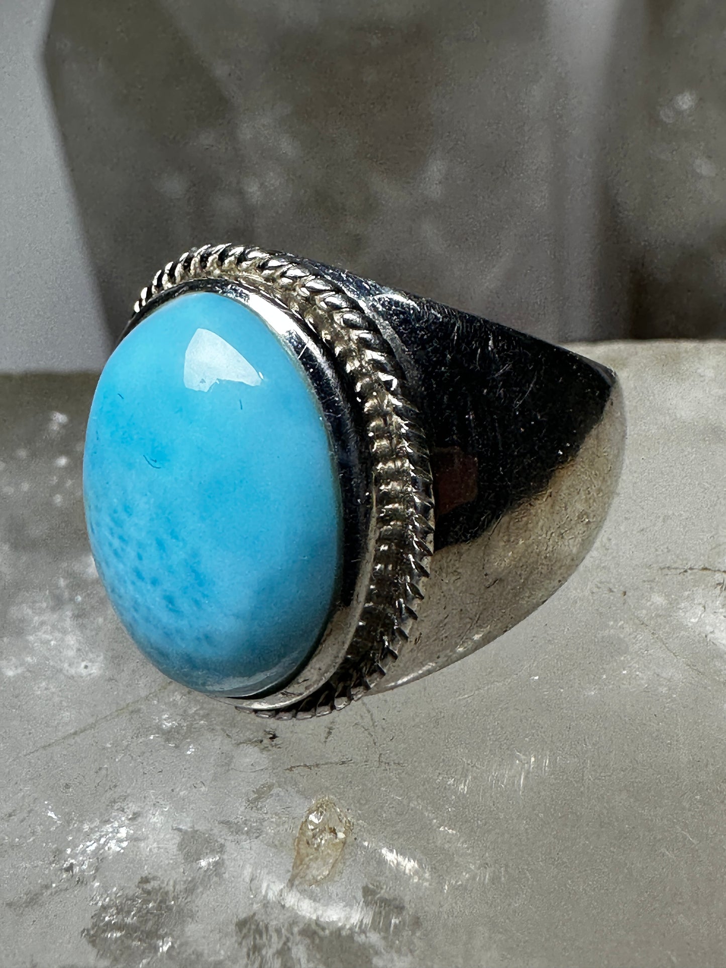 Larimar cigar band  size 7 sterling silver women men