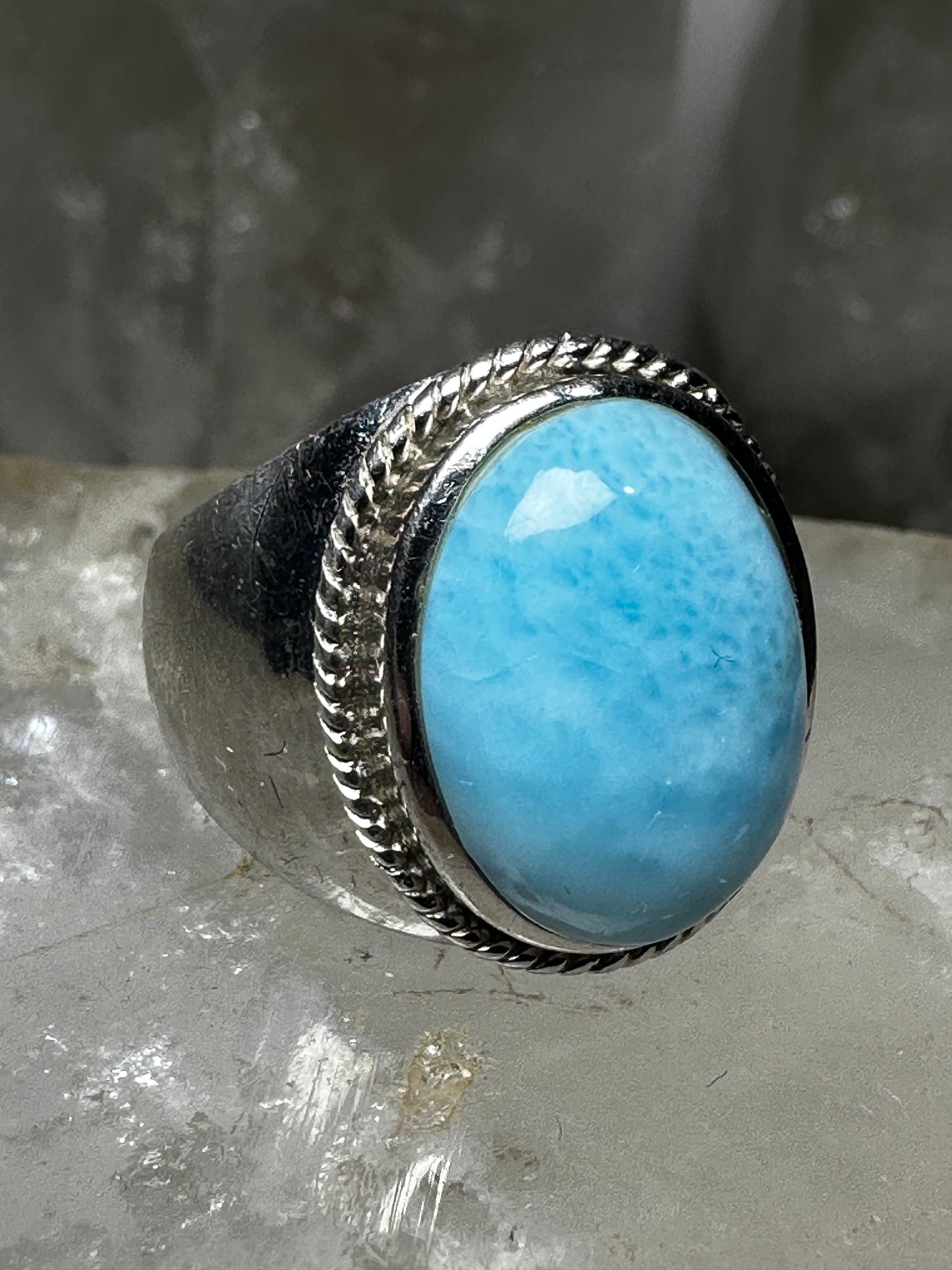 Larimar cigar band  size 7 sterling silver women men