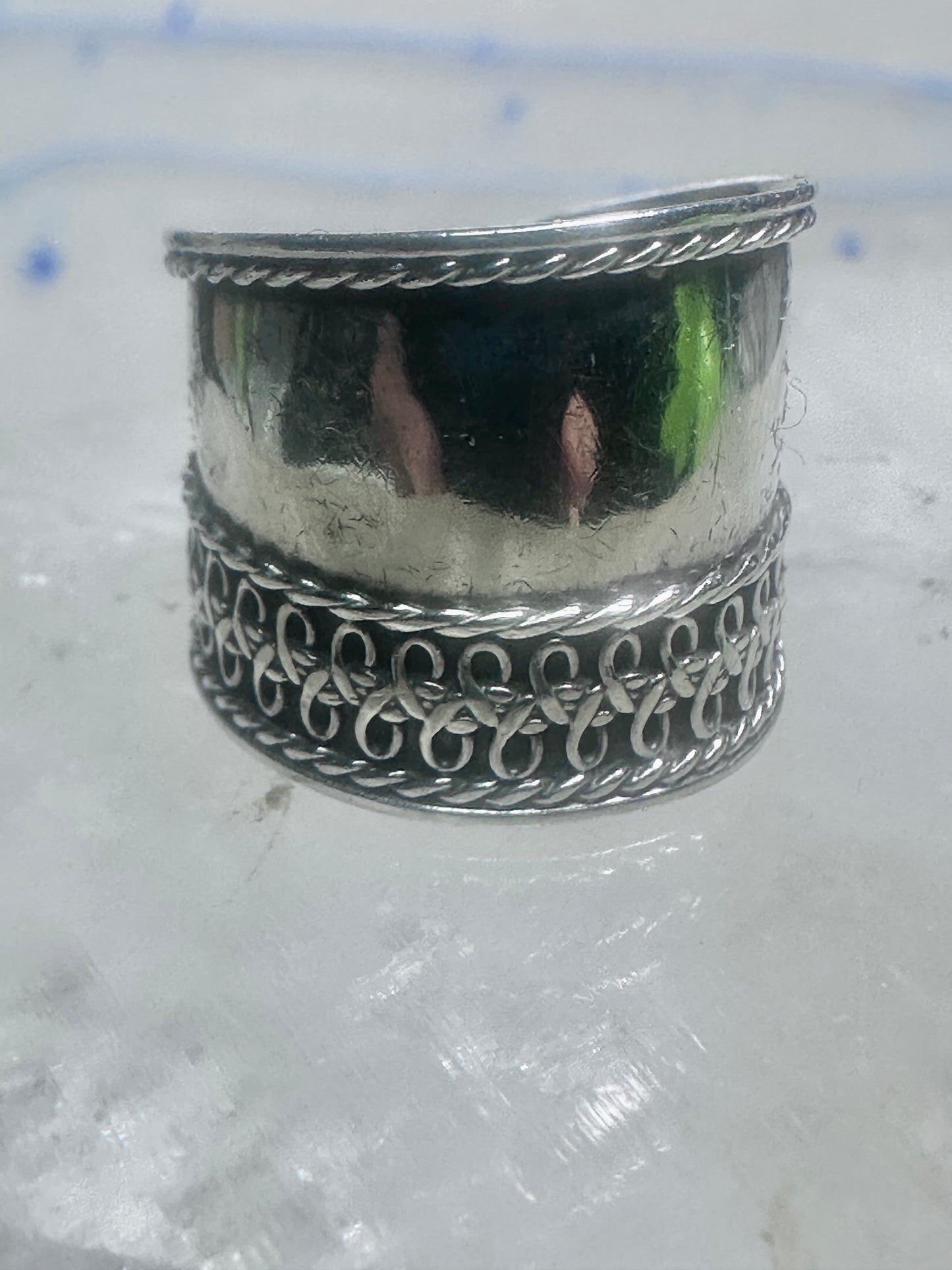 Cigar band Wide Ring band size 5 sterling silver women girls
