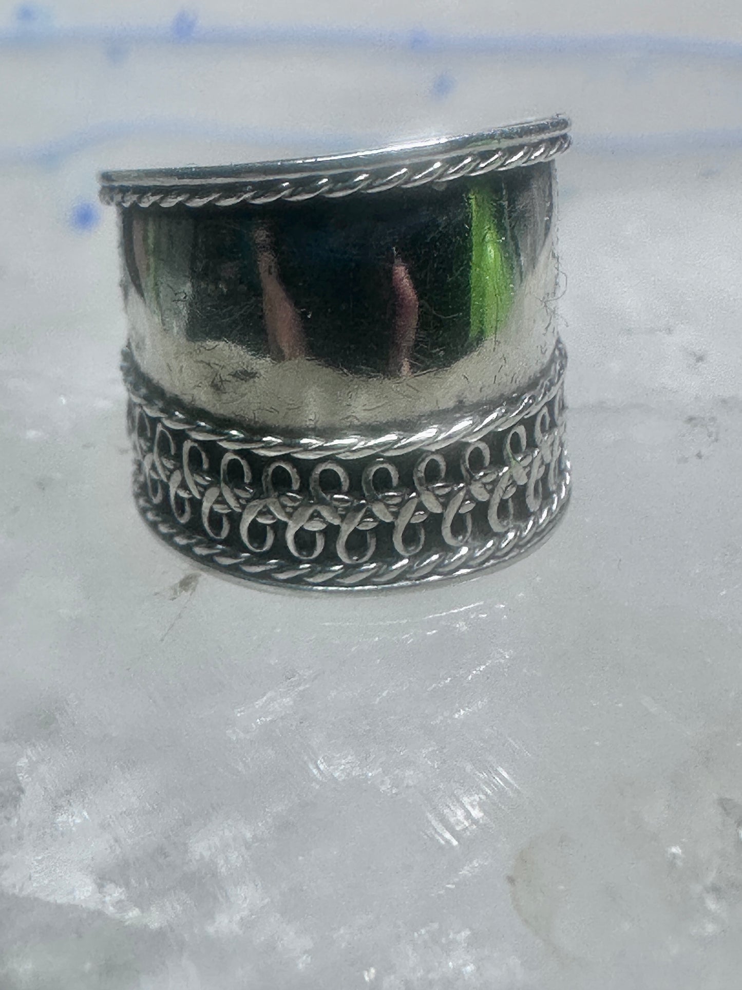 Cigar band Wide Ring band size 5 sterling silver women girls