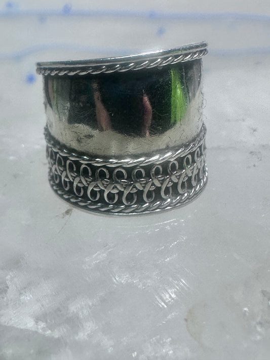 Cigar band Wide Ring band size 5 sterling silver women girls