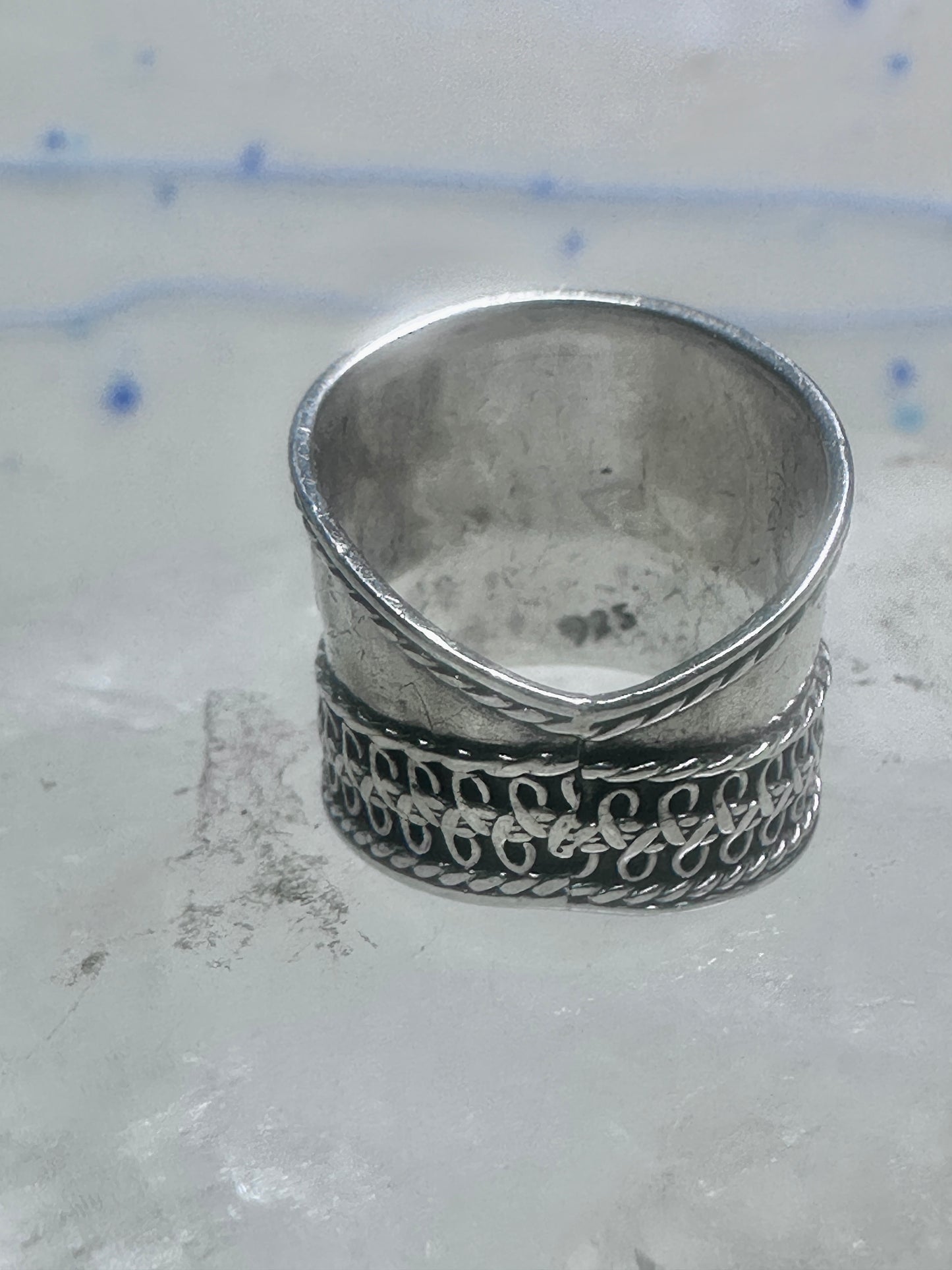 Cigar band Wide Ring band size 5 sterling silver women girls