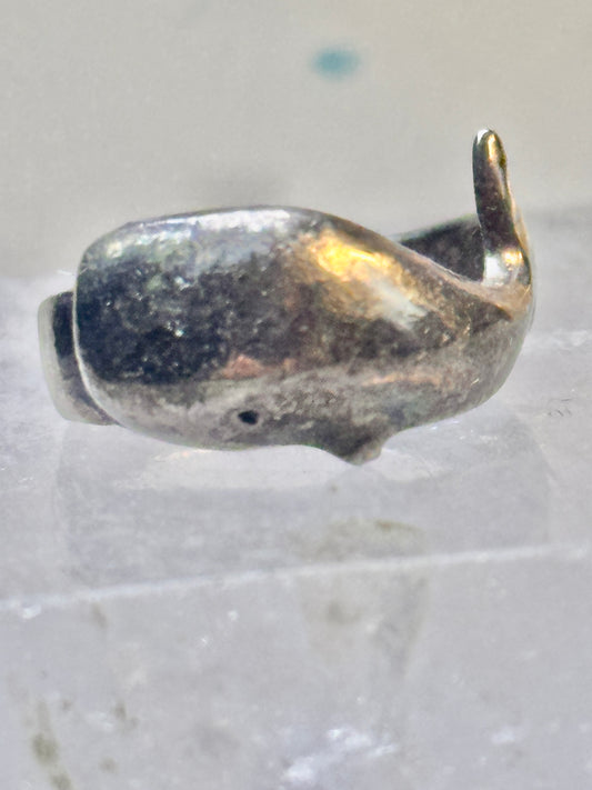 Whale ring whale band sterling silver size 6 women
