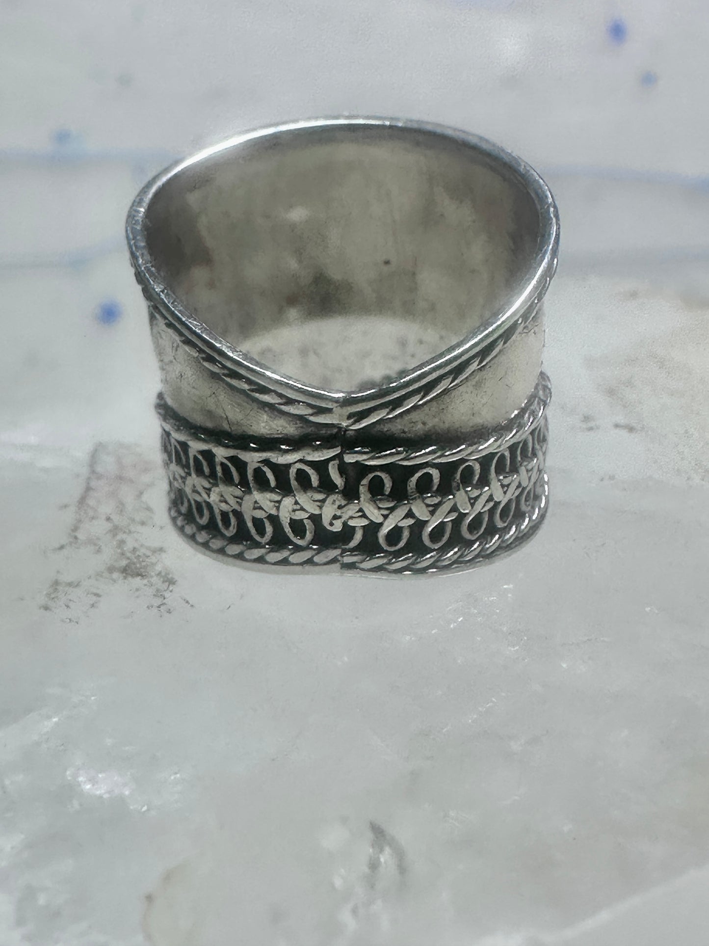 Cigar band Wide Ring band size 5 sterling silver women girls