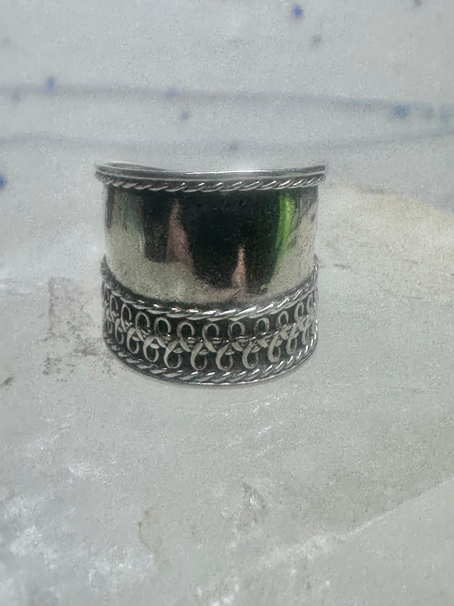 Cigar band Wide Ring band size 5 sterling silver women girls