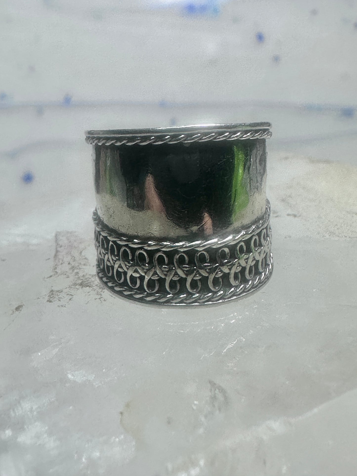 Cigar band Wide Ring band size 5 sterling silver women girls
