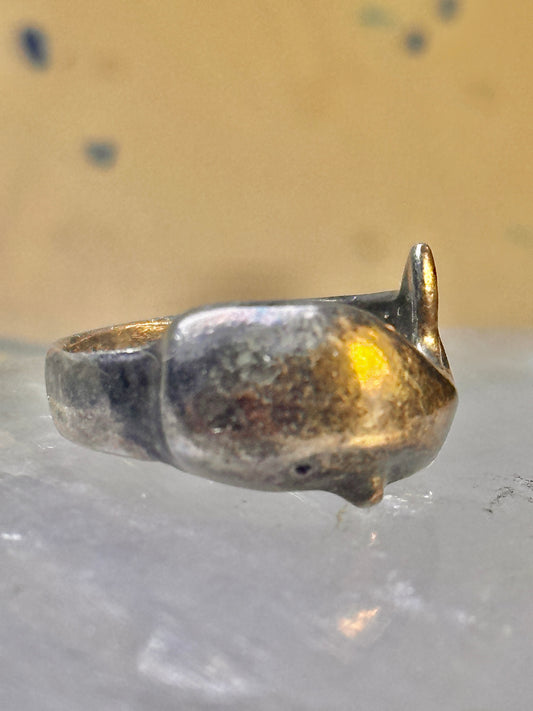 Whale ring whale band sterling silver size 6 women