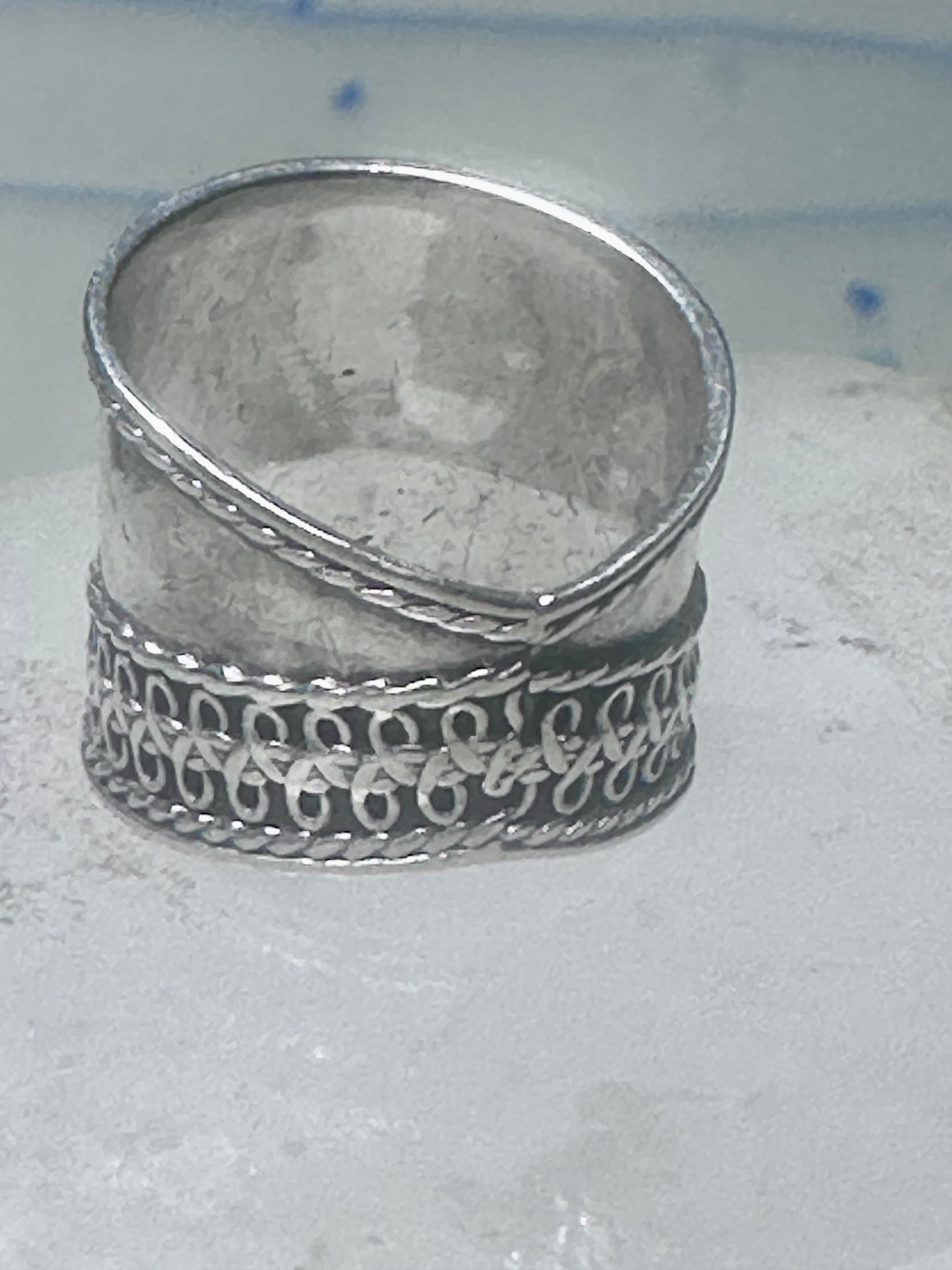 Cigar band Wide Ring band size 5 sterling silver women girls