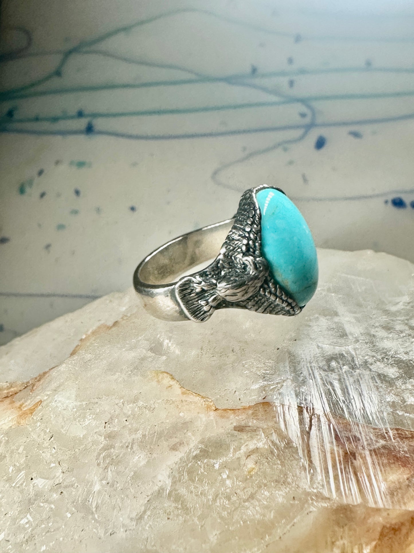 Carolyn Pollock ring Eagle turquoise band sterling silver size 10 women men