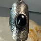 Onyx ring long stamped boho band size 8.75 sterling silver women