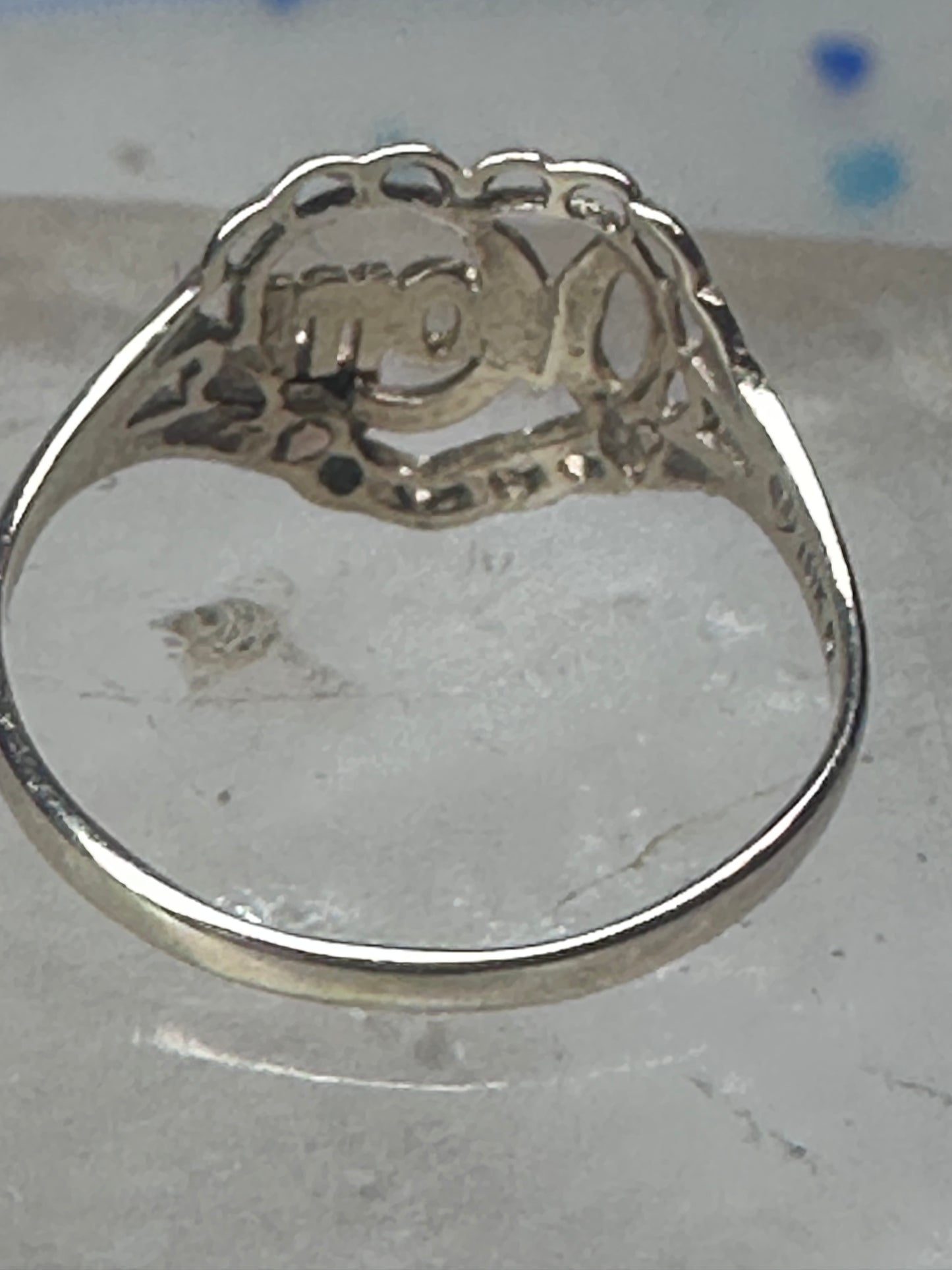 Vintage 10K Yellow Gold Mom Heart Flower Ring Petite Size 4.25 Pinky 10K