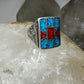 Turquoise chips coral souhwest ? band  size 8.75 sterling silver women men