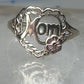 Vintage 10K Yellow Gold Mom Heart Flower Ring Petite Size 4.25 Pinky 10K