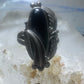 Navajo ring onyx Nakai feather leaves size 5 sterling silver women girls
