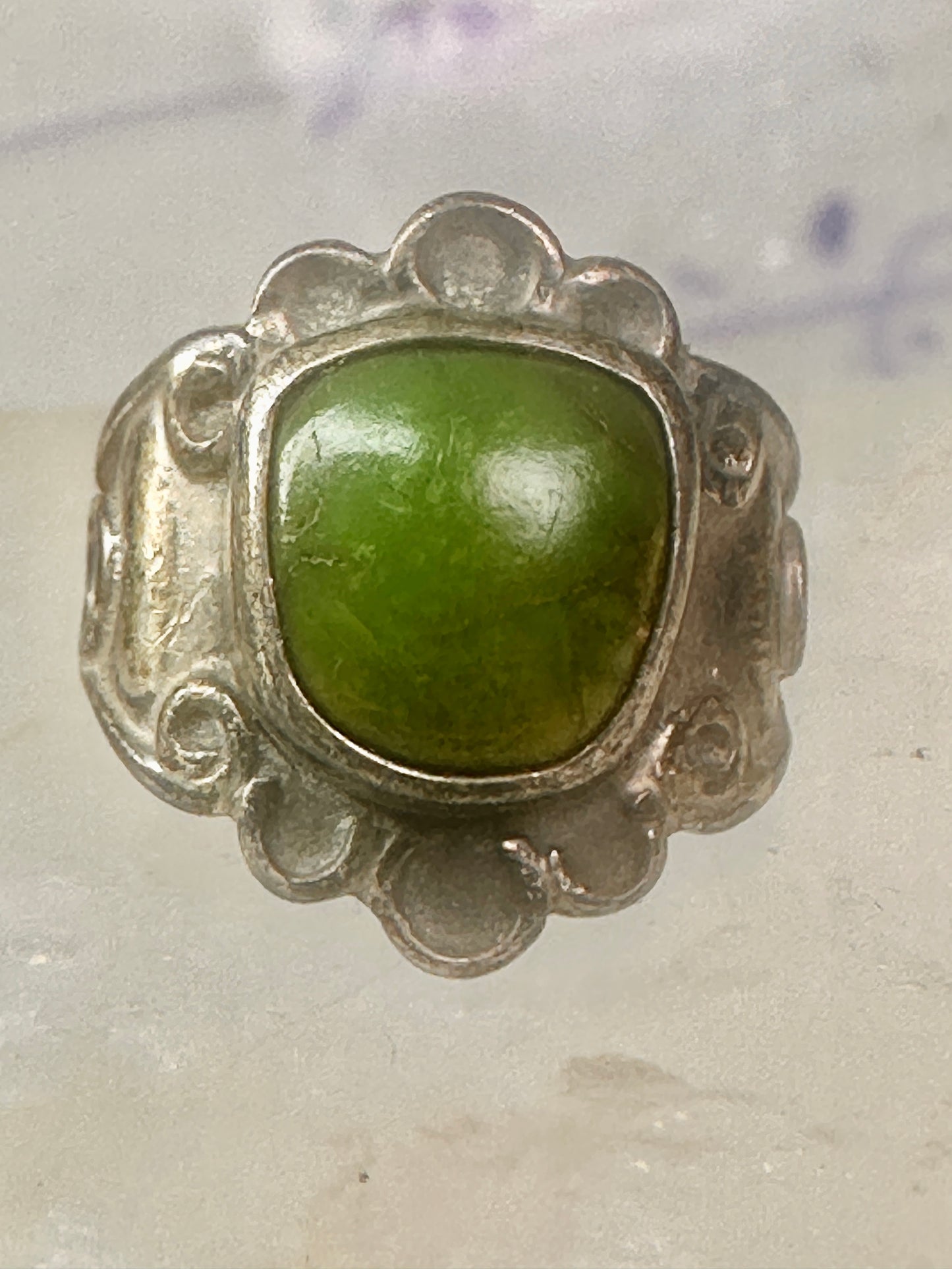 Navajo Ring Green Turquoise pinky band size 3 sterling silver women girls