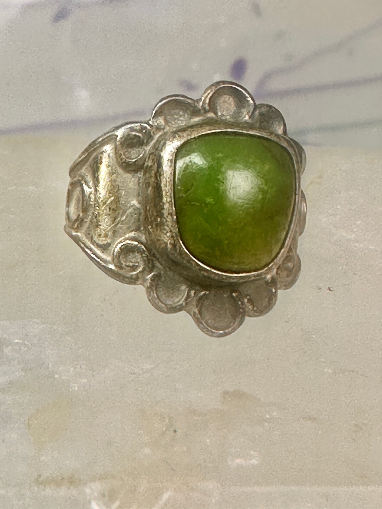 Navajo Ring Green Turquoise pinky band size 3 sterling silver women girls