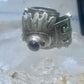Poison ring onyx Aztec Mayan design size 8.5 sterling silver women girls