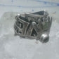 Poison ring onyx Aztec Mayan design size 8.5 sterling silver women girls