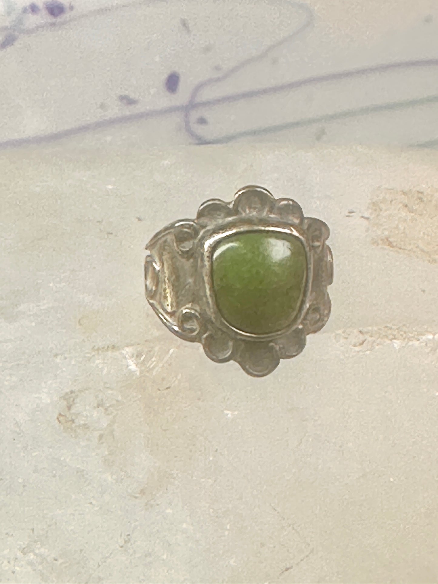 Navajo Ring Green Turquoise pinky band size 3 sterling silver women girls