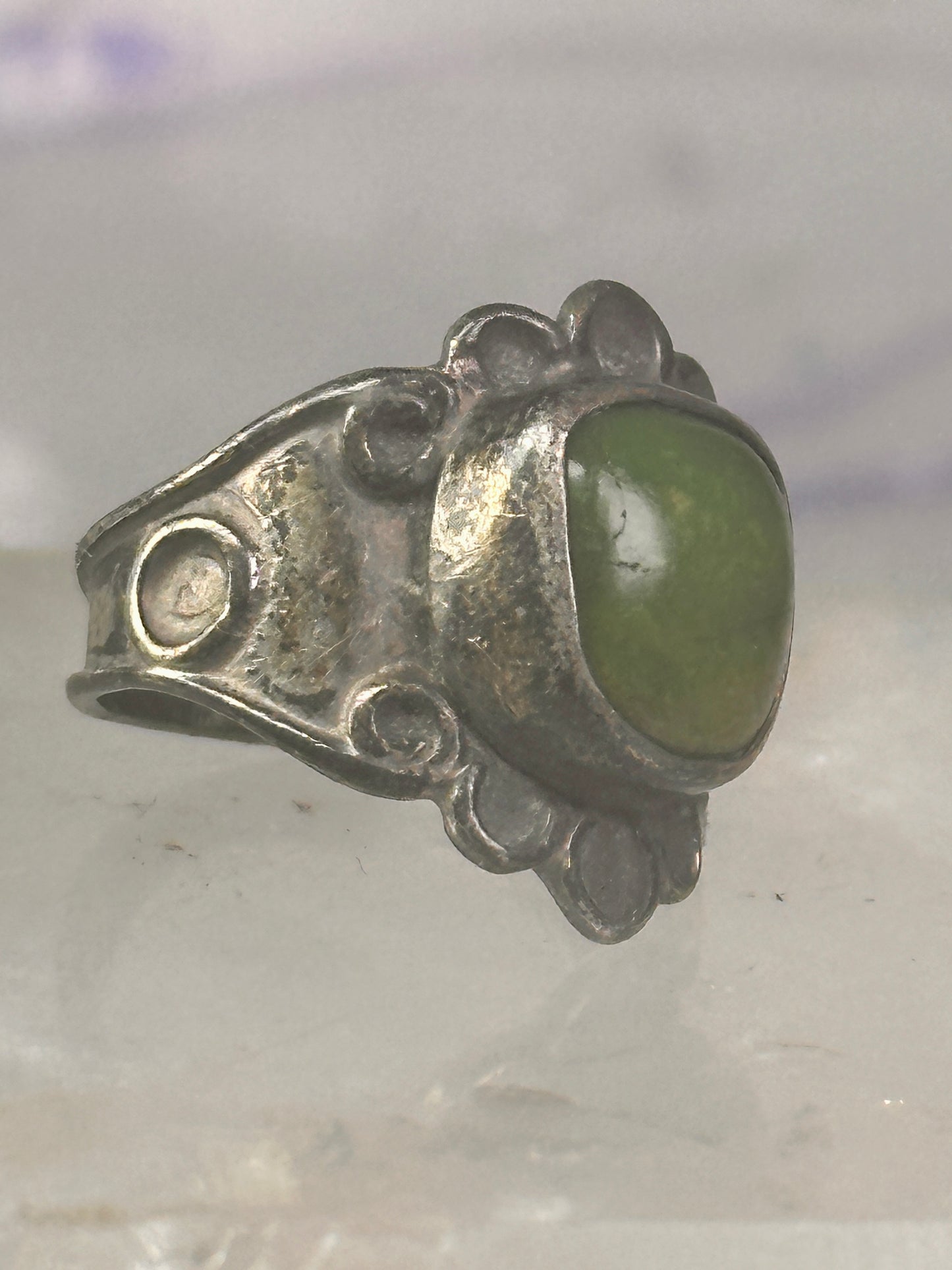 Navajo Ring Green Turquoise pinky band size 3 sterling silver women girls