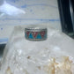 Zuni ring wedding band  sterling silver Turquoise Coral chips size 9 men women