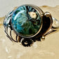 Navajo ring mystery blue stone size 6 sterling silver leaves or feathers women girls