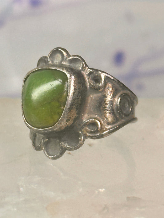 Navajo Ring Green Turquoise pinky band size 3 sterling silver women girls
