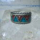 Zuni ring wedding band  sterling silver Turquoise Coral chips size 9 men women