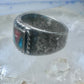 Zuni ring wedding band  sterling silver Turquoise Coral chips size 9 men women