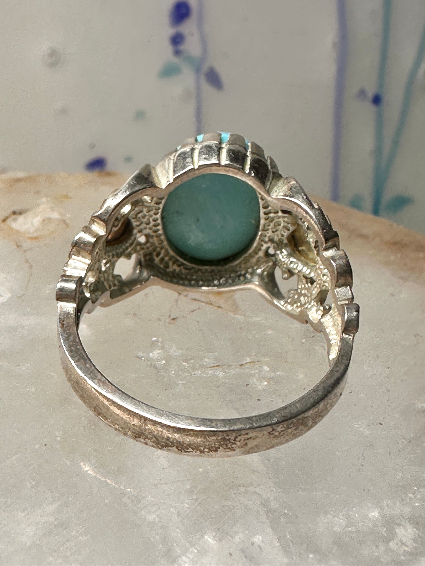Black Hills Gold ring size 8 turquoise leaves band sterling silver 12K women
