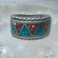 Zuni ring wedding band  sterling silver Turquoise Coral chips size 9 men women