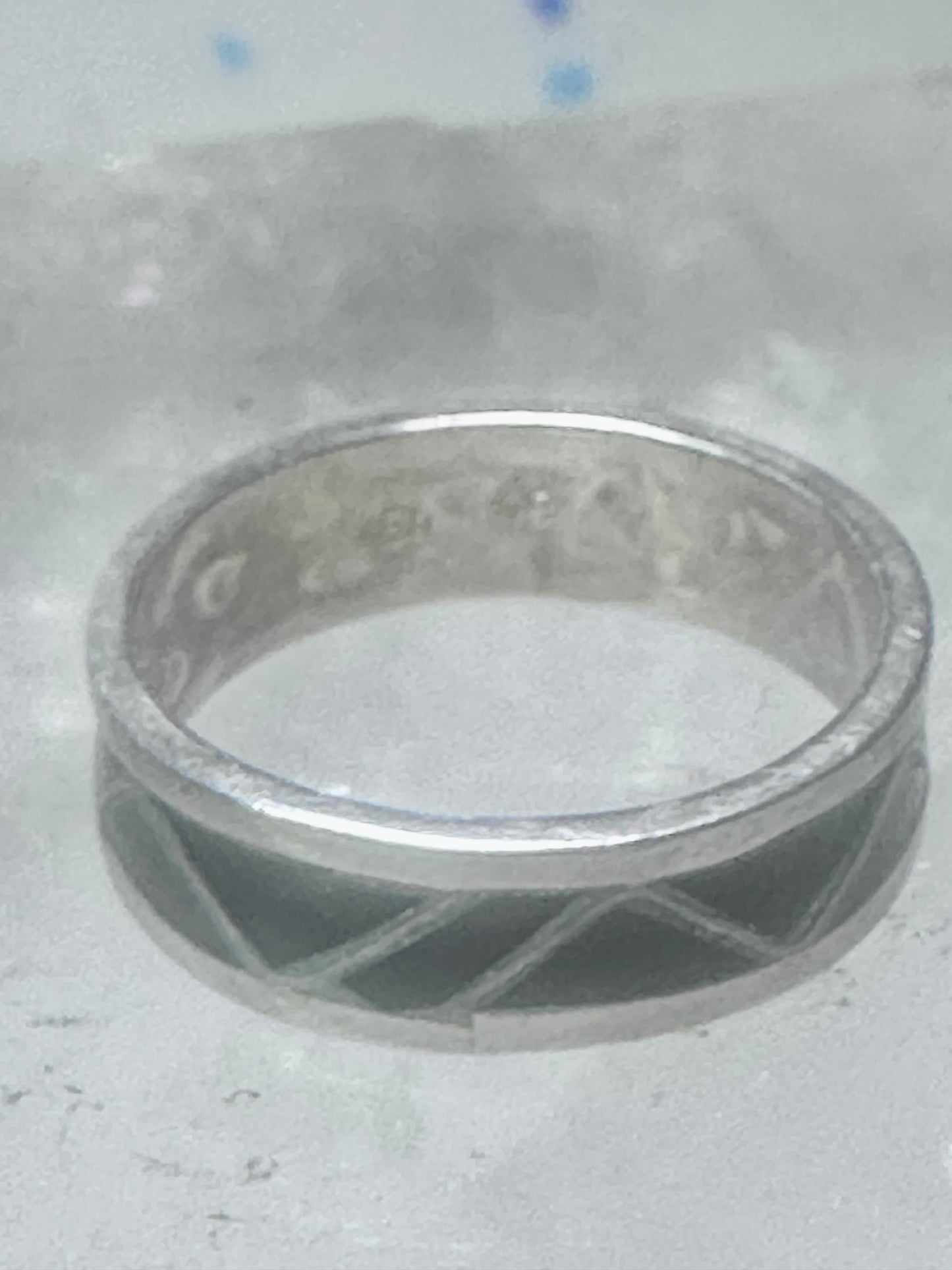 Zuni ring wedding  sterling silver band onyx size 9 men women