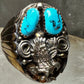 Eagle ring size 12 Navajo signed AL turquoise  sterling silver women men