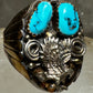 Eagle ring size 12 Navajo signed AL turquoise  sterling silver women men