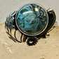 Navajo ring mystery blue stone size 6 sterling silver leaves or feathers women girls