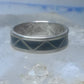 Zuni ring wedding  sterling silver band onyx size 9 men women