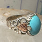 Black Hills Gold ring size 8 turquoise leaves band sterling silver 12K women