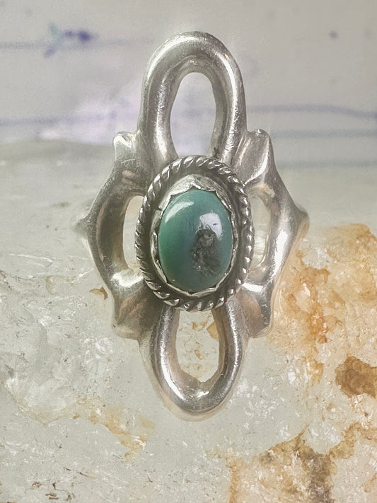 Navajo Sand Cast Ring Turquoise size 7.50 southwest sterling silver women girls
