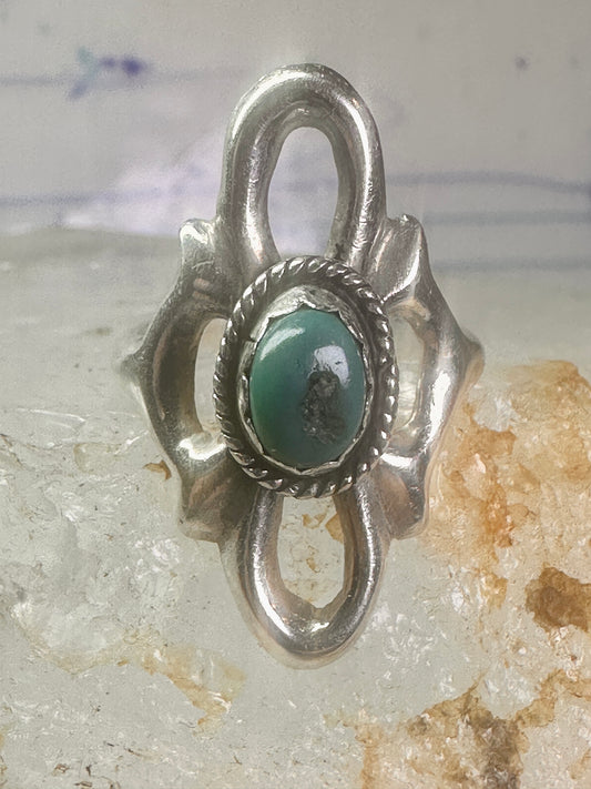 Navajo Sand Cast Ring Turquoise size 7.50 southwest sterling silver women girls