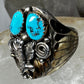 Eagle ring size 12 Navajo signed AL turquoise  sterling silver women men